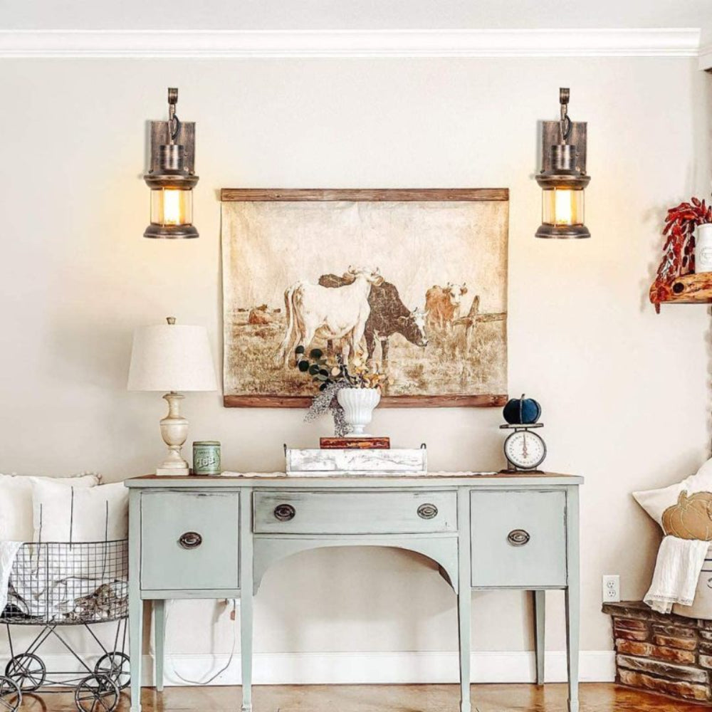 Avtoit | Ruston Vintage Wall Light – Industrial Farmhouse Glass Wall Lamp