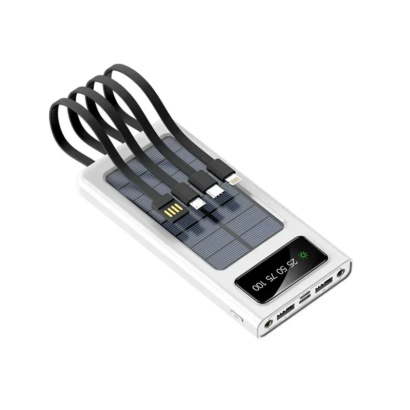 Avtoit | PowerCharge Solar Power Bank | 4-in-1 cable system | Fast charging & LED flashlight
