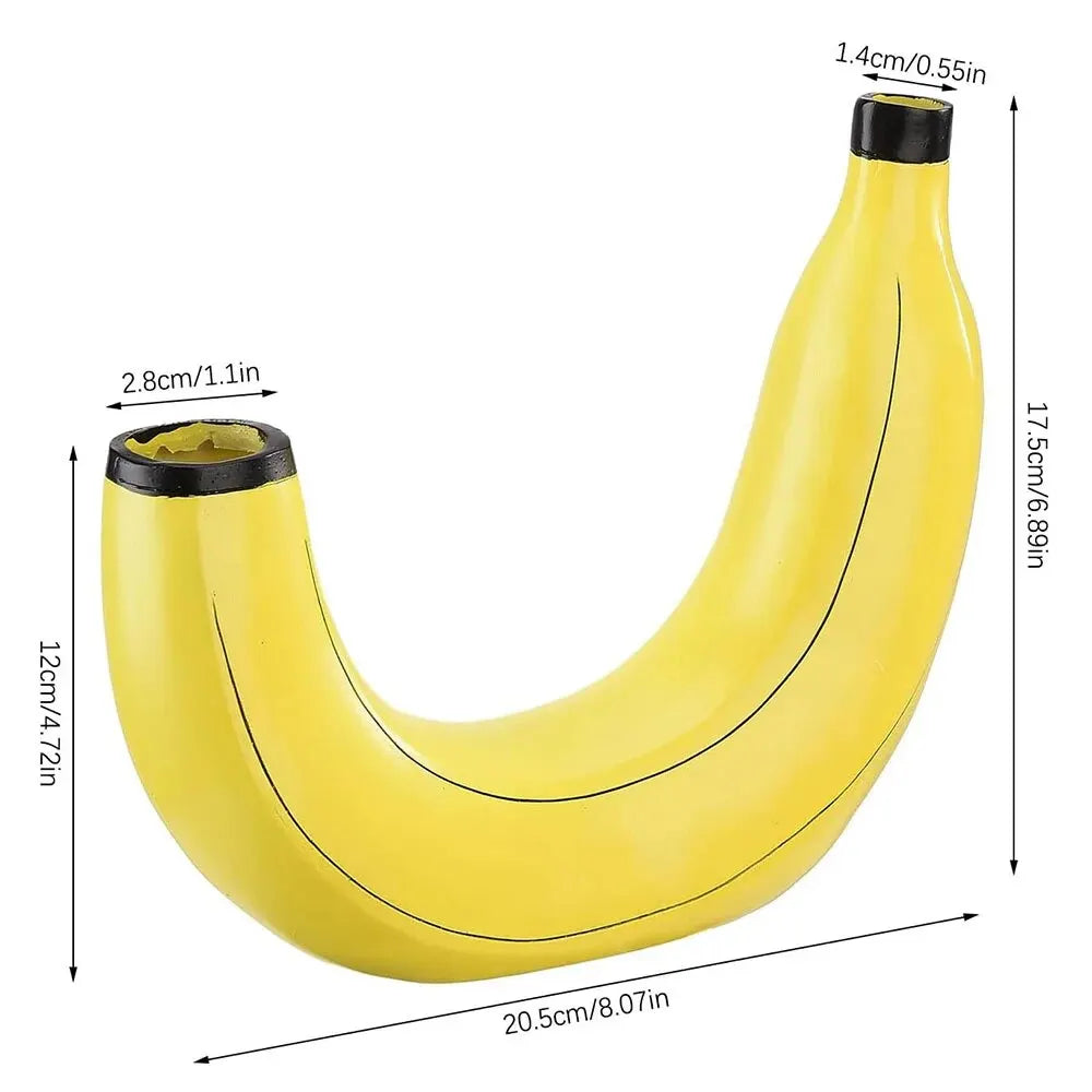 Avtoit | Banana vase, flower vase made of resin, cute banana shape, decorative tabletop vase for flower arrangements, living room, bedroom, home decoration