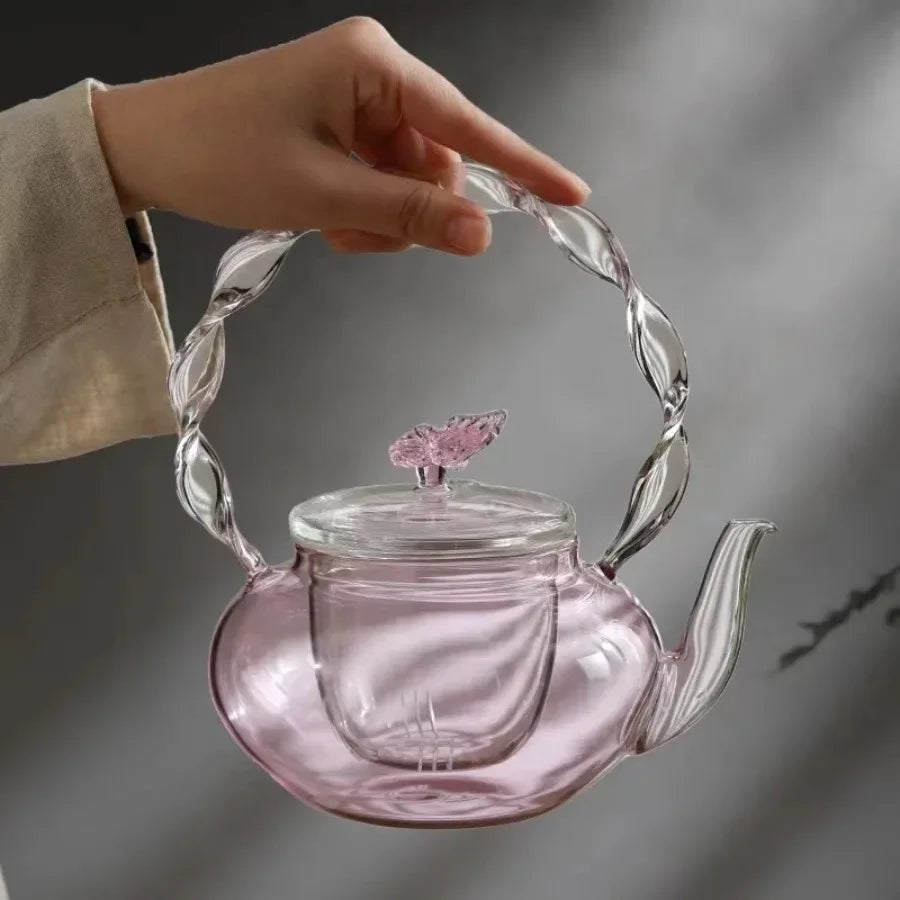 Avtoit | Floral Lid Design Tea Infuser Glass Teapot