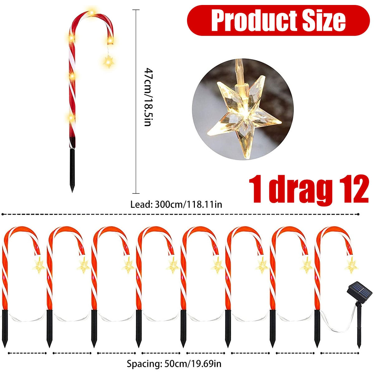 Avtoit | Candy Cane Lane LED Solar Lamp