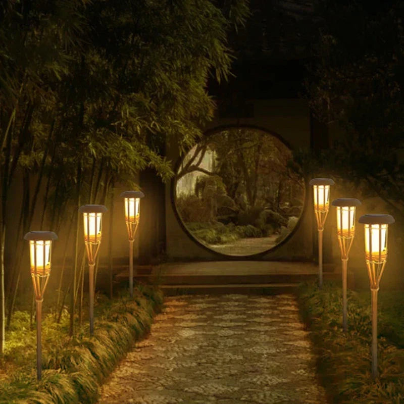 Avtoit | Solar Torch 5-piece Set | Flame Look LED Garden Lights | Solar Powered | Decorative Light for Outdoor