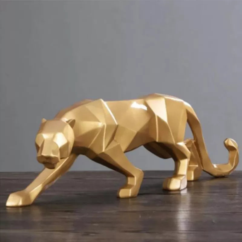 Avtoit | Panther Statue, Animal Figure, Abstract Geometric Style, Resin, Leopard Sculpture, Home Office, Desktop Decoration, Crafts