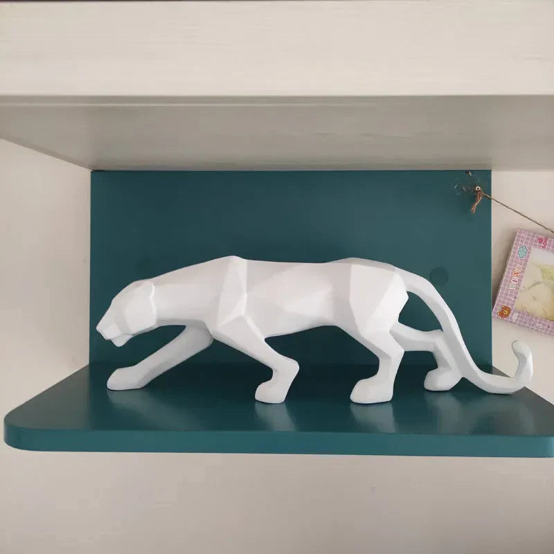 Avtoit | Panther Statue, Animal Figure, Abstract Geometric Style, Resin, Leopard Sculpture, Home Office, Desktop Decoration, Crafts