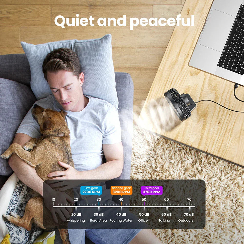 Avtoit | BreezePro Lunara | USB Mini Fan | 3 Speed Levels | Compact & Quiet | For Home & Travel