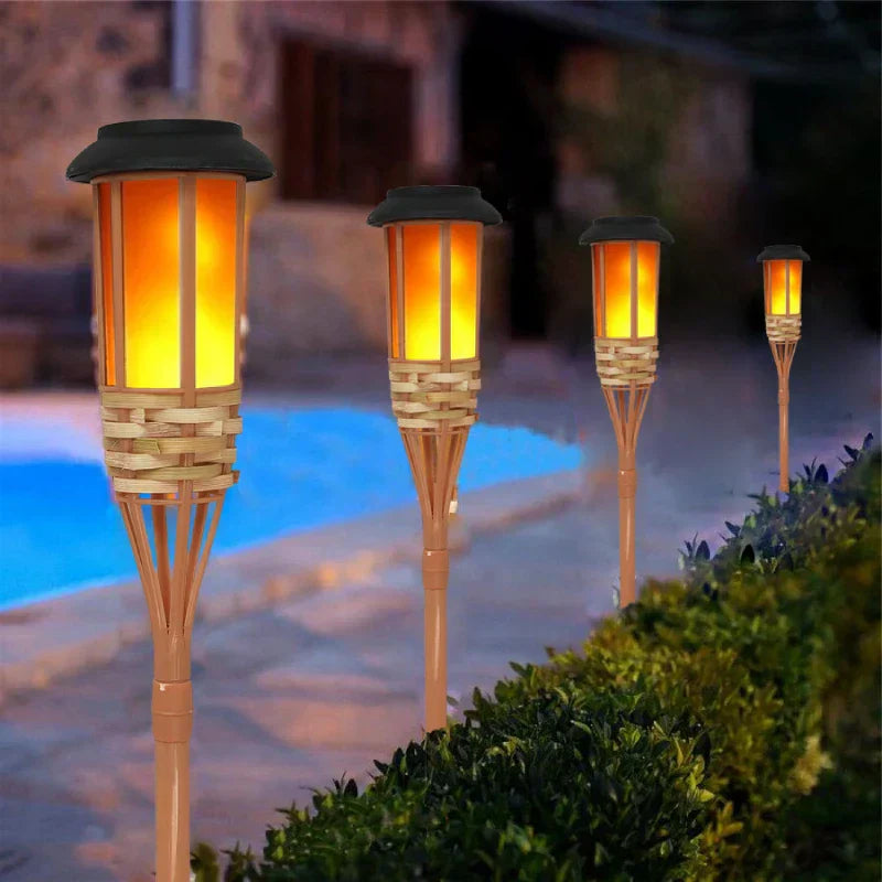 Avtoit | Solar Torch 5-piece Set | Flame Look LED Garden Lights | Solar Powered | Decorative Light for Outdoor