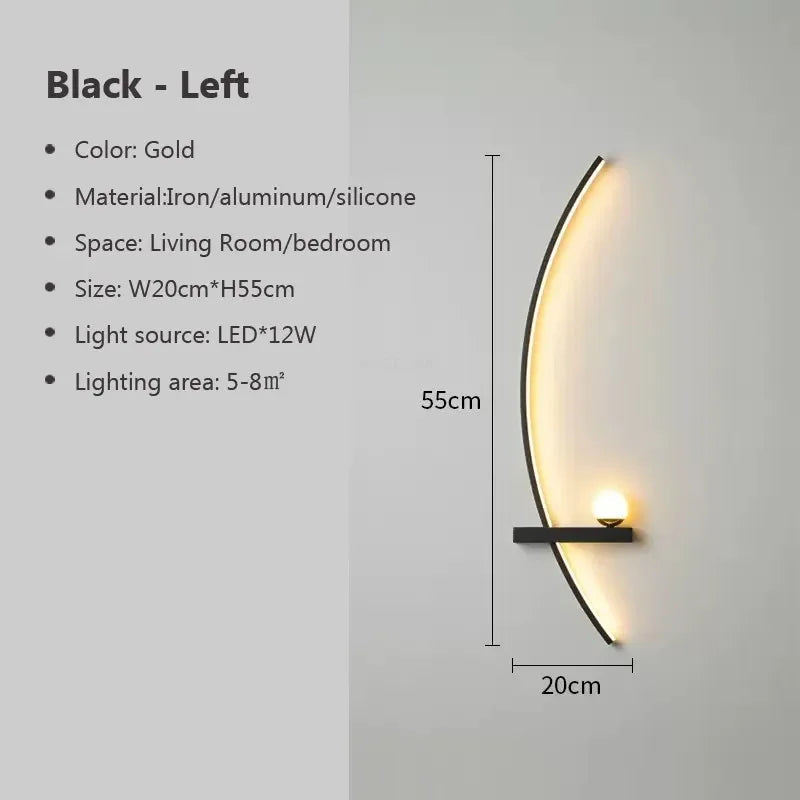 Avtoit | Contemporary Edge Wall Lamp – Black & Gold Indoor/Outdoor Lighting for Modern Spaces