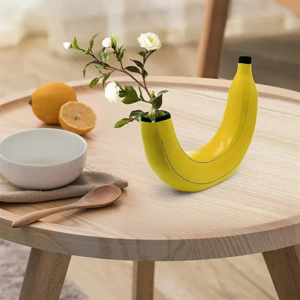 Avtoit | Banana vase, flower vase made of resin, cute banana shape, decorative tabletop vase for flower arrangements, living room, bedroom, home decoration