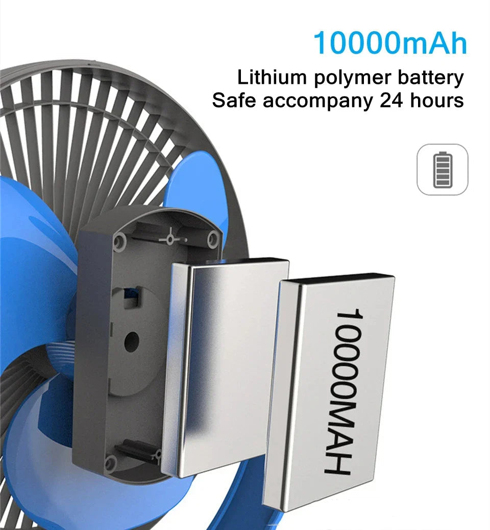Avtoit | Portable USB Rechargeable Fan with 10000mAh Battery & Clip – Zephyr