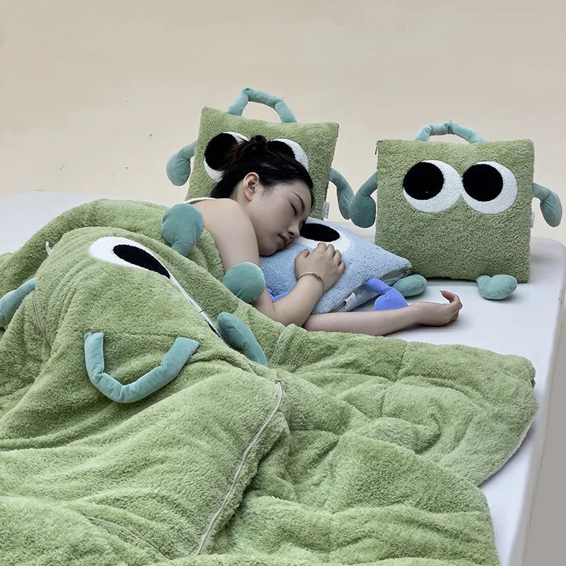 Avtoit | Cute Monster Portable Soft Throw Pillow Blanket
