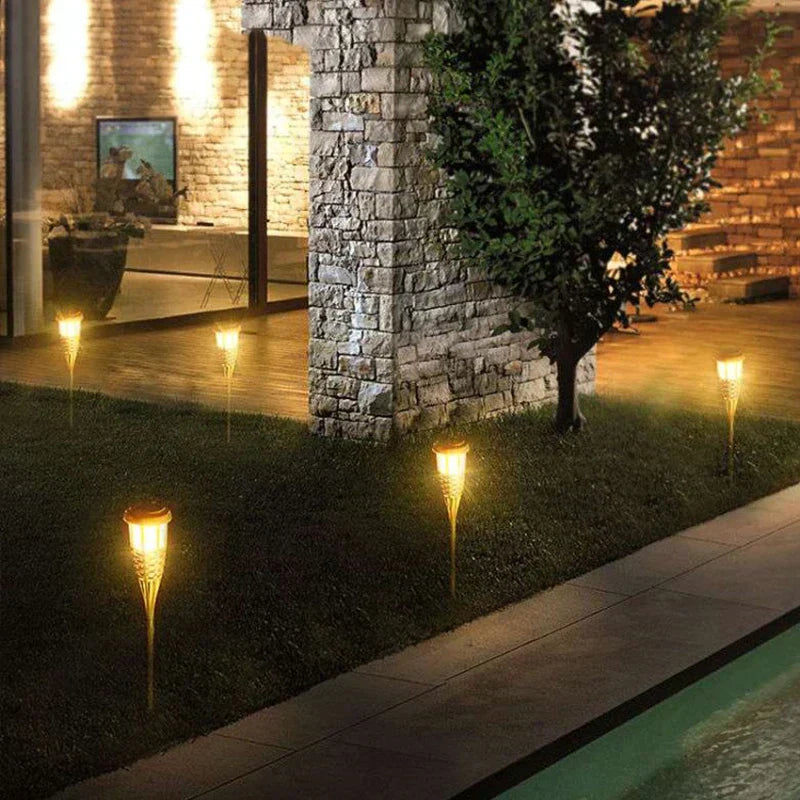 Avtoit | Solar Torch 5-piece Set | Flame Look LED Garden Lights | Solar Powered | Decorative Light for Outdoor