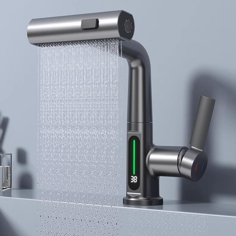 Avtoit | WaterMaster Flexible LED Kitchen & Bathroom Faucet – 360° Swivel, Pull-Out Hose & 5 Spray Modes