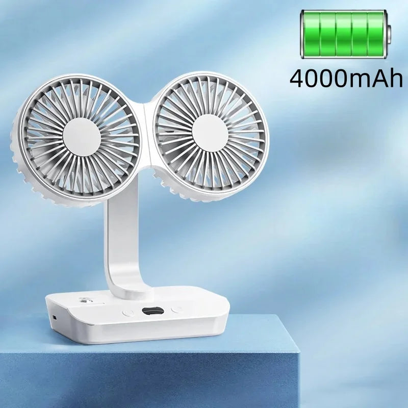 Avtoit | Adjustable Double-Head Portable Table Fan Night Lamp
