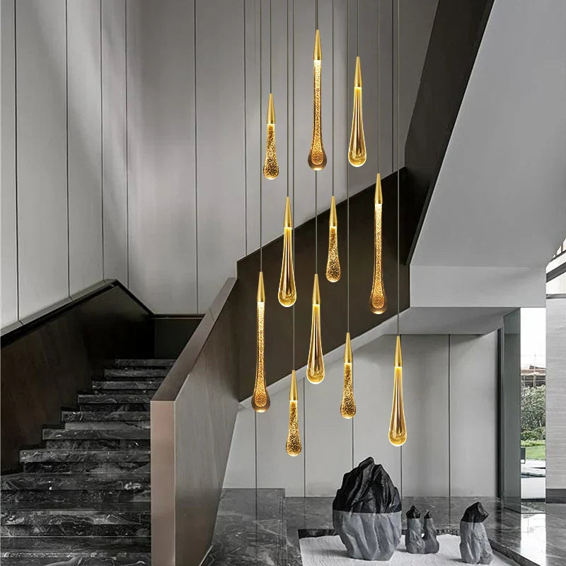 Avtoit | Crystal LED Pendant Lights: Perfect for Bedroom, Dining Room, Bar - Water Drop Chandelier, Stair Lamp for Interior Decoration
