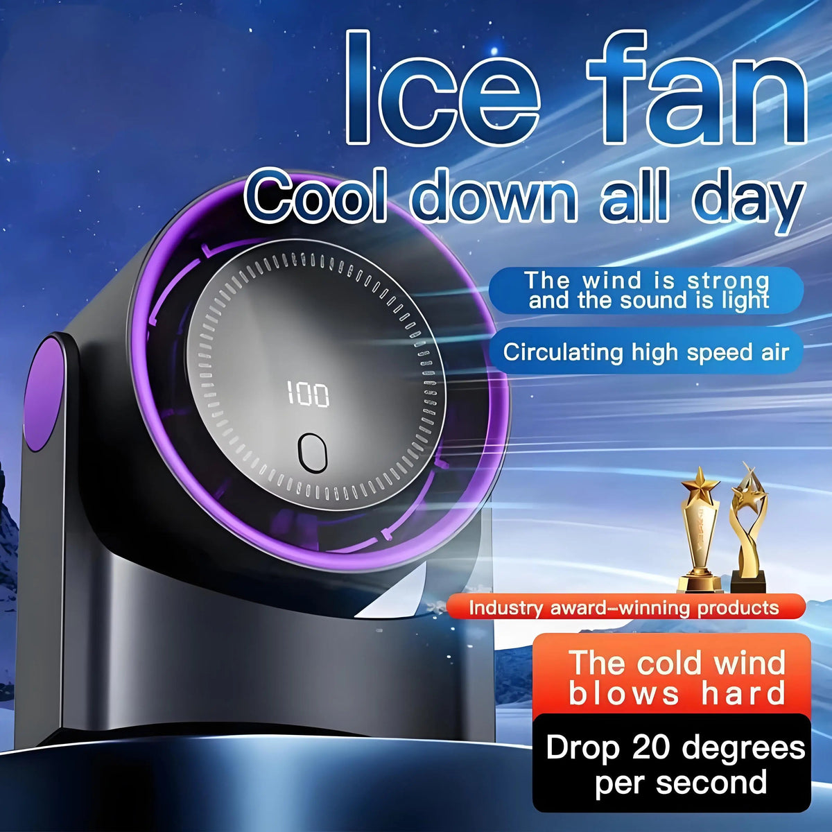 Avtoit | Aerolora Table Fan | Bladeless & Quiet | 100 Levels | USB Bladeless Fan
