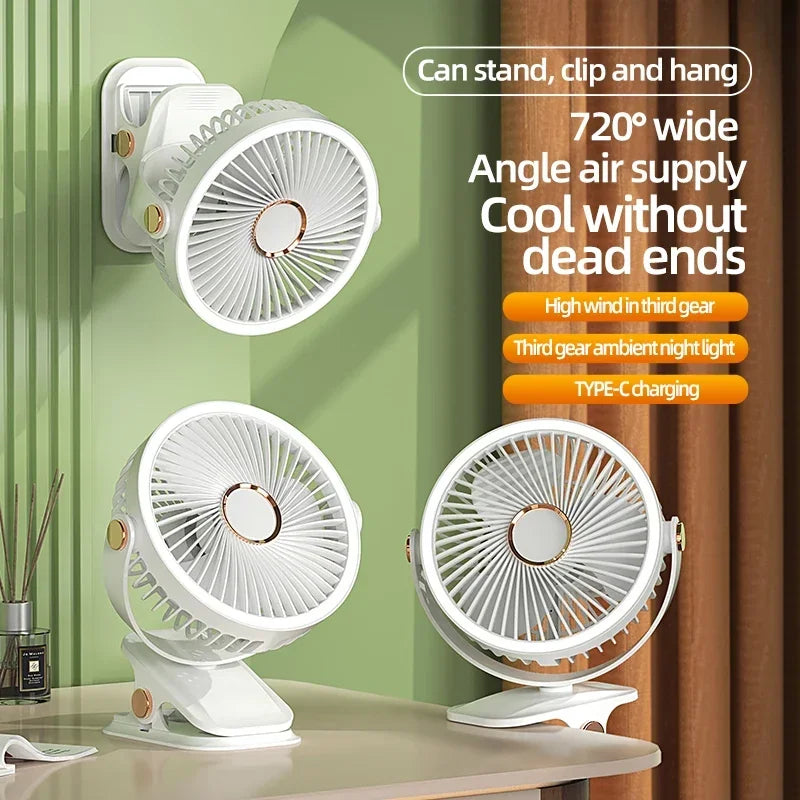 Avtoit | Multi-Angle Outdoor Clip-On Rechargeable Cooling Fan