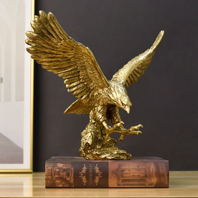 Avtoit | Resin Golden Eagle Statue Art Animal Model Collection Ornament Home Office Desk Feng Shui Decor Figures simple