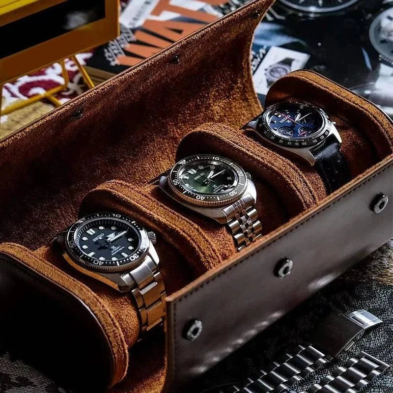 Avtoit | Vintage Leather 3-Slot Men's Watch Box for Travel