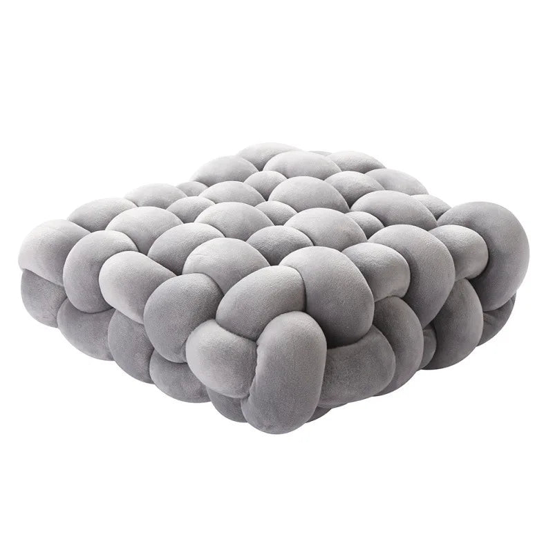 Avtoit | Living Room Soft Plush Knot Pillow Sofa Pillow Solid Color Square Handwoven Home Throw Pillow Square Woven Seat Cushion Pillow