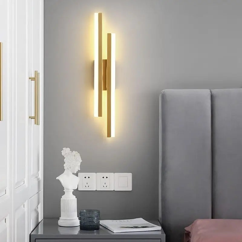 Avtoit | Modern LED Wall Lamp: Black/Gold Acrylic Room Decoration Light