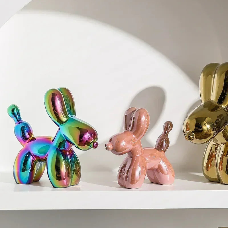 Avtoit | Nordic Ceramic Balloon Dog Sculpture Gold Animal Decorations Statue Living Room Ornaments Creative Desktop Ornament Home Decor