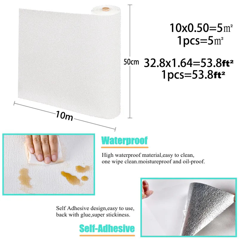 Avtoit | 3D Linen Self-Adhesive Waterproof Wall Sticker