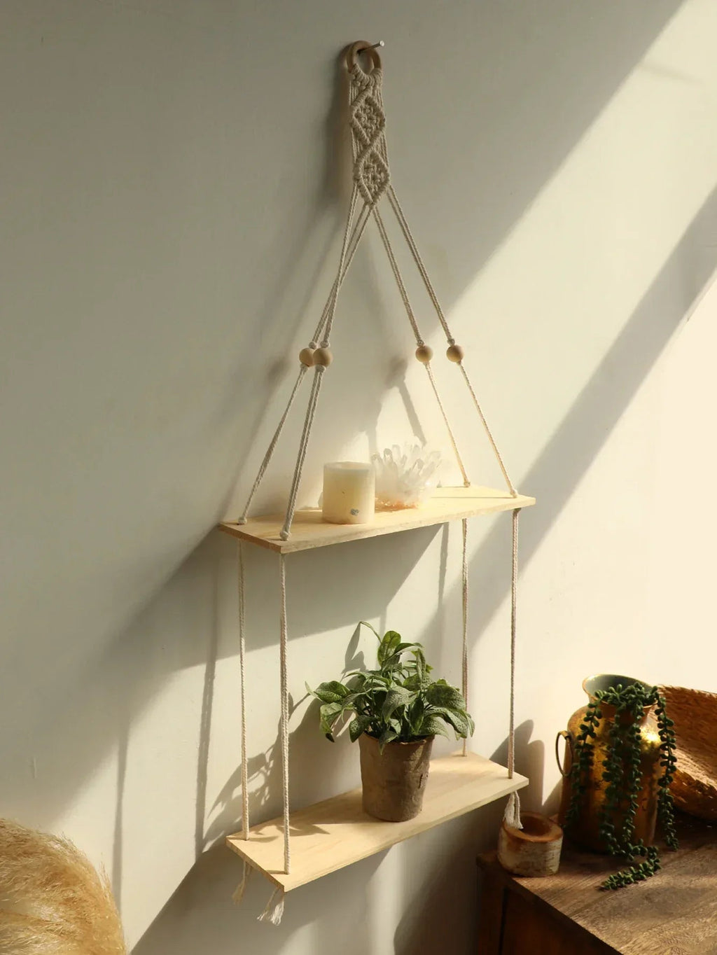 Avtoit | Wall shelf – Wood – Hanging shelves – Boho home decoration – Room decoration