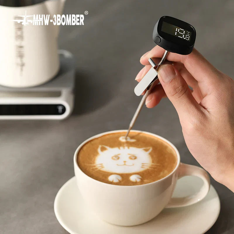 Avtoit | MHW-3BOMBER Digital, instant-read coffee thermometer for latte art pen, milk frothing pitcher, stylish barista kitchen accessories for home