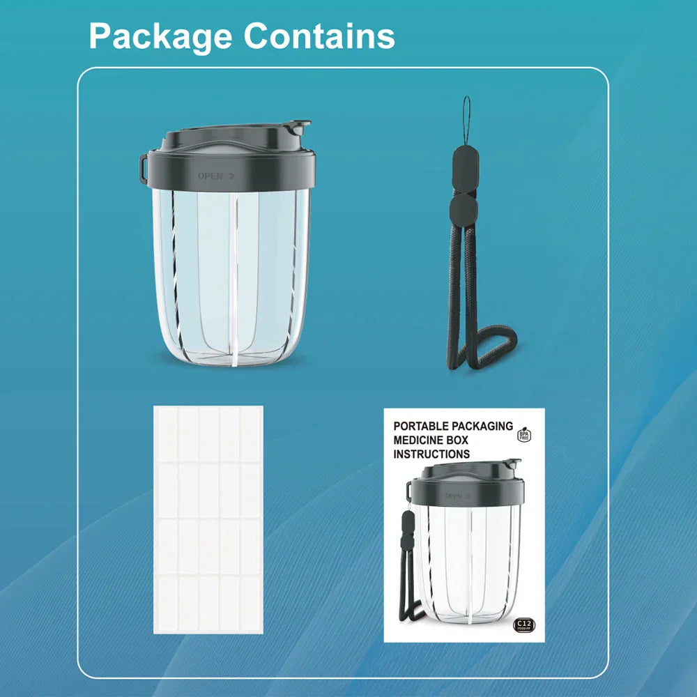Avtoit | Pilliora Travel Pill Box | BPA-free & Hygienic | Anti-Mix System | With Carrying Loop