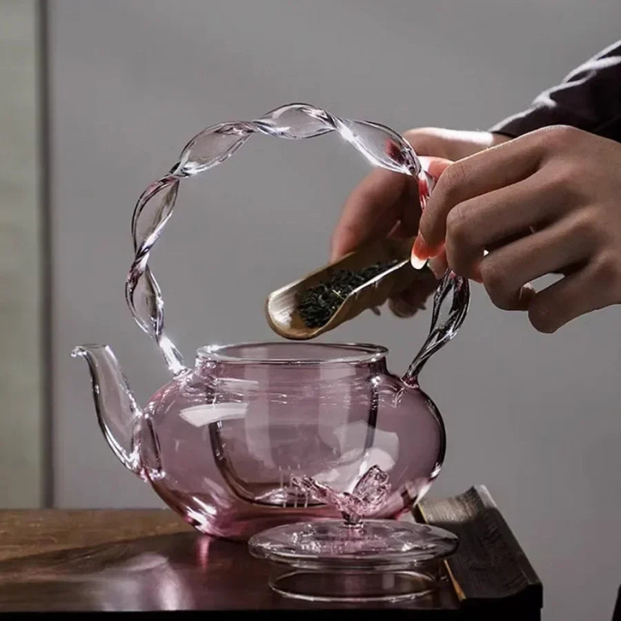 Avtoit | Floral Lid Design Tea Infuser Glass Teapot