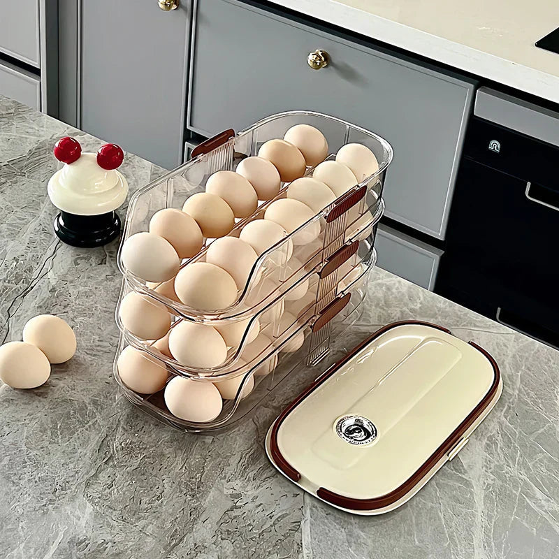 Avtoit | Fridge Organizer Automatic Rolling Transparent Egg Storage Box
