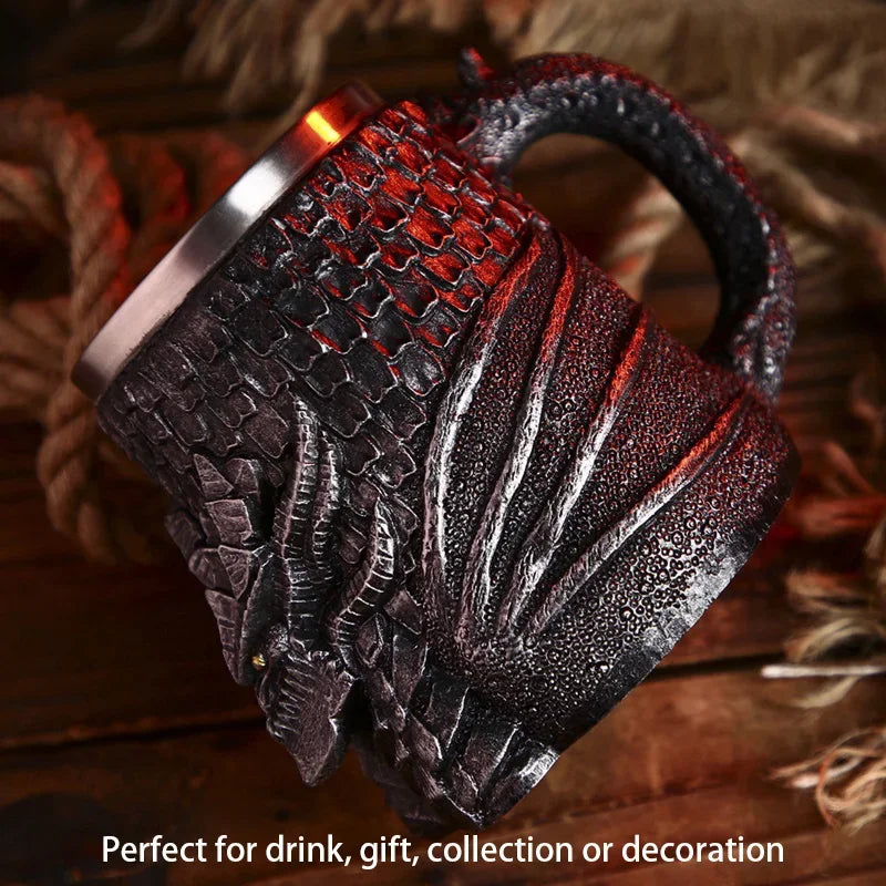 Avtoit | Medieval Dragon Resin Stainless Steel Mug as Coffee Mug or Tea Mug