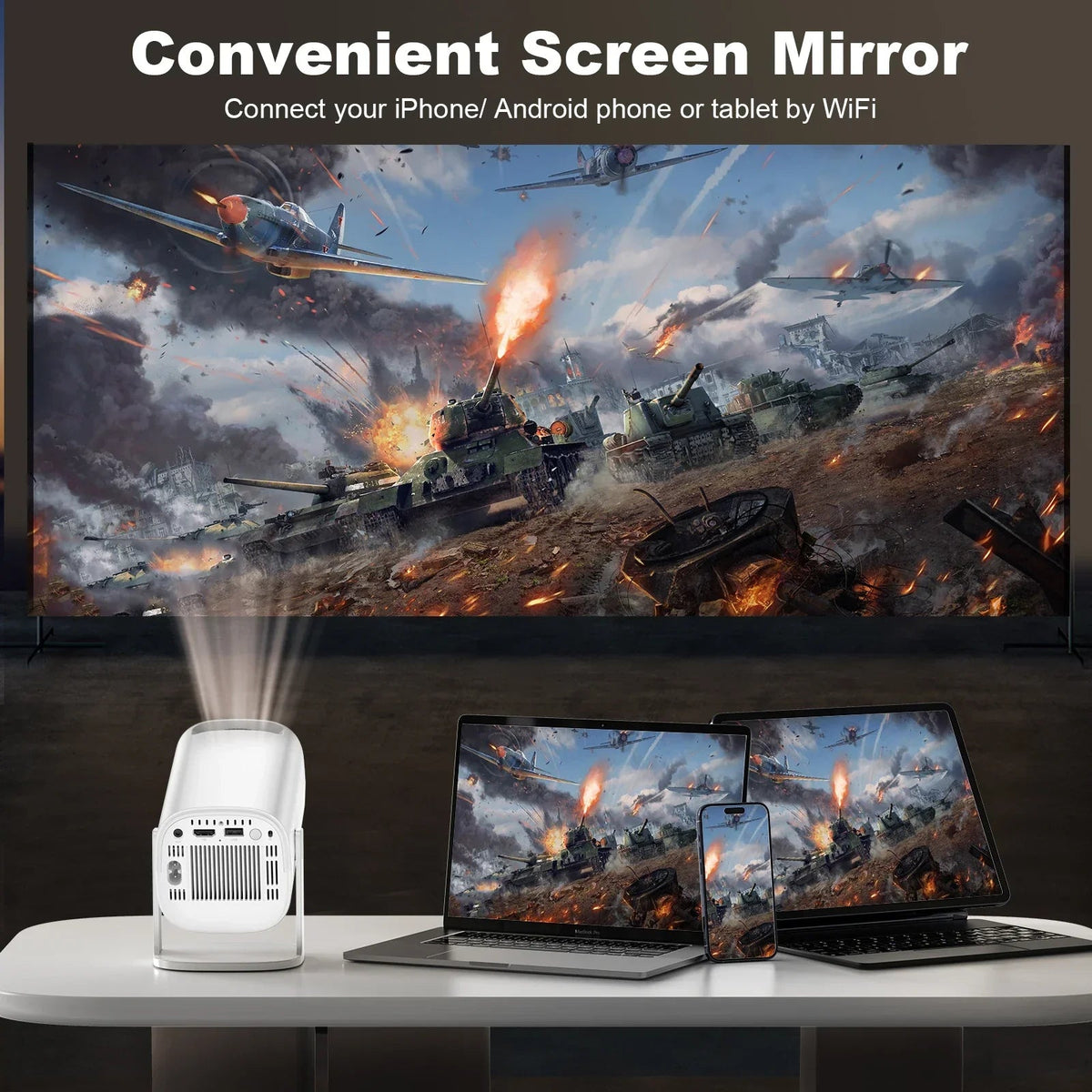 Avtoit | Smart Mini Android 4K Support Home Cinema Projector