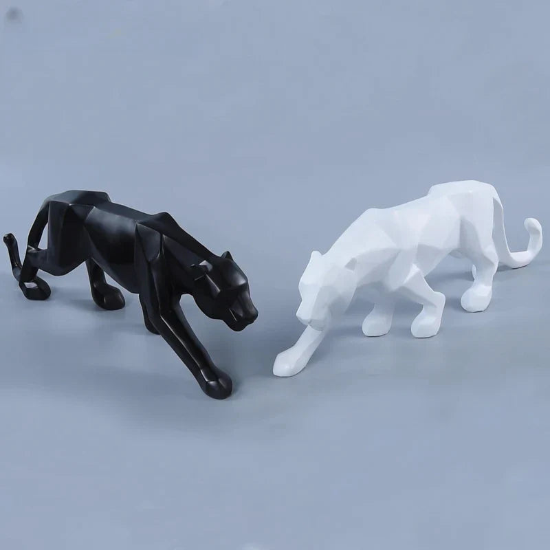 Avtoit | Panther Statue, Animal Figure, Abstract Geometric Style, Resin, Leopard Sculpture, Home Office, Desktop Decoration, Crafts
