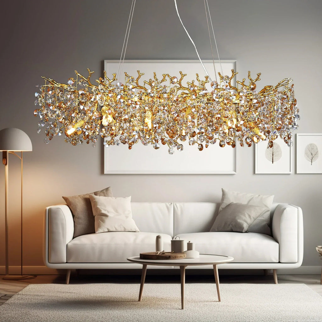 Avtoit | Long Crystal Pendant Chandelier | Nordic LED Island Light with Remote Control (G9)