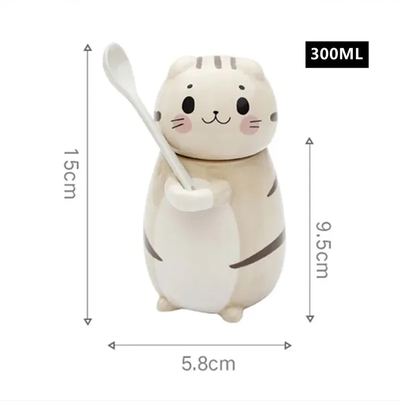 Avtoit | Lucky Cat Ceramic Coffee Mug with Spoon