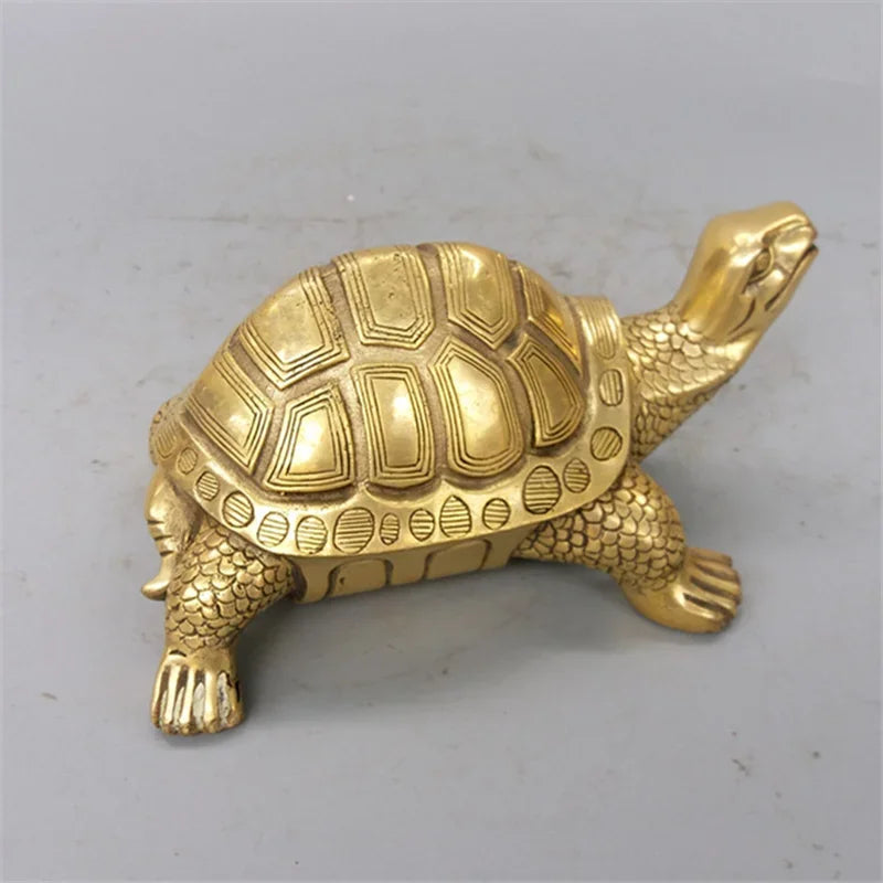 Avtoit | Brass Feng Shui Turtle Statue Lucky Animal Sculpture for Longevity Home Office Decoration Figurine Gift Study Ornament