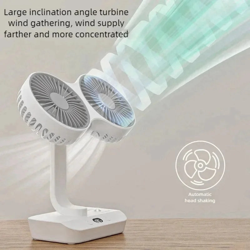 Avtoit | Adjustable Double-Head Portable Table Fan Night Lamp