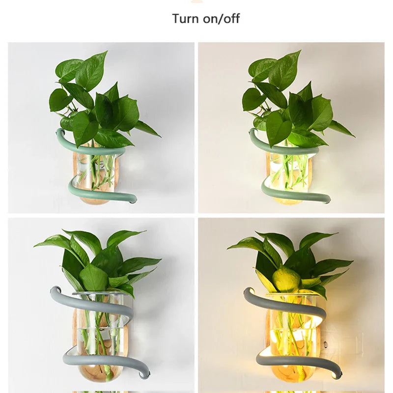 Avtoit | Nordic Unique Wooden Outdoor Wall Vase Lamp