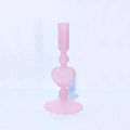 Avtoit | Retro Taper Candle Holder Red Heart Shape Glass Candle Holder Wedding Table Decoration Home Party Glass Vase Decor