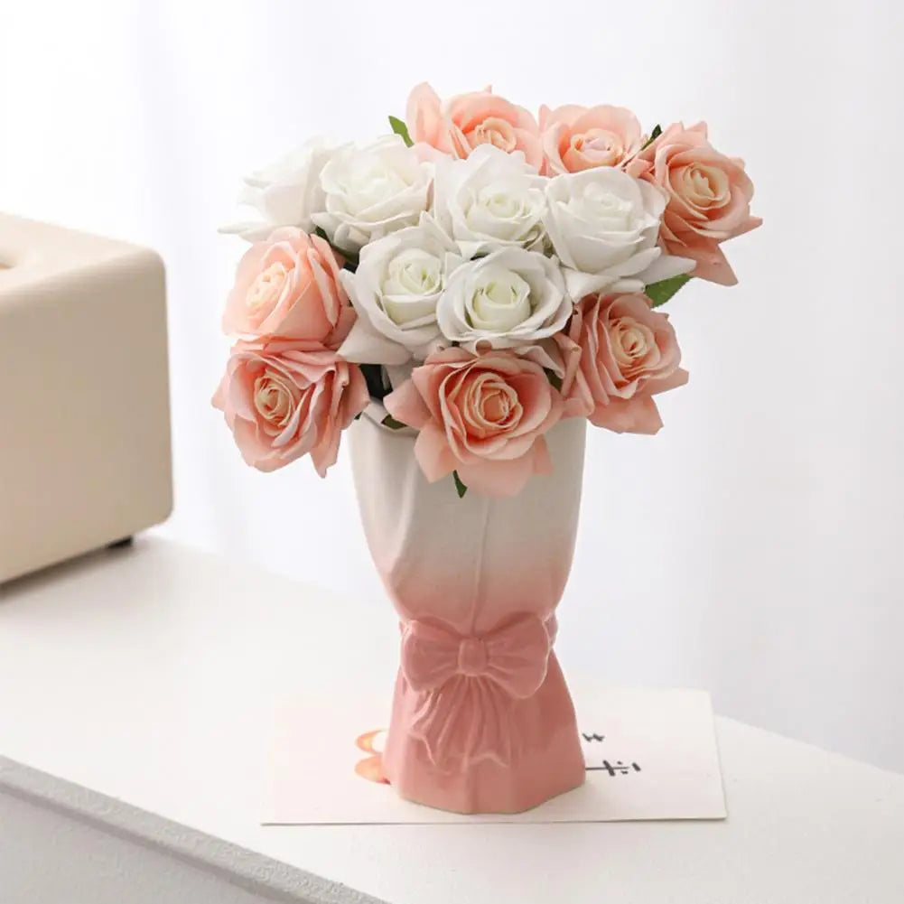 Avtoit | Ribbon Bow Ceramic Tabletop Flower Vase
