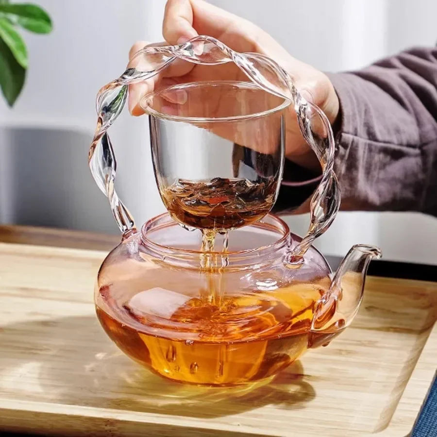 Avtoit | Floral Lid Design Tea Infuser Glass Teapot