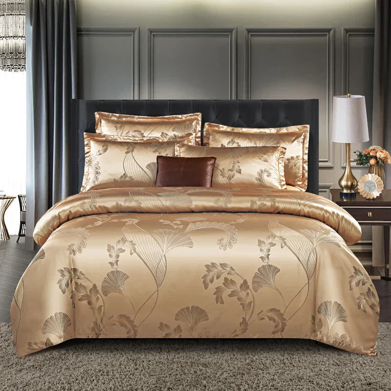 Avtoit | Satin Rayon Jacquard Duvet Cover Set 264x229cm – Luxury Summer Bedding for Comfortable Sleep & Home Décor