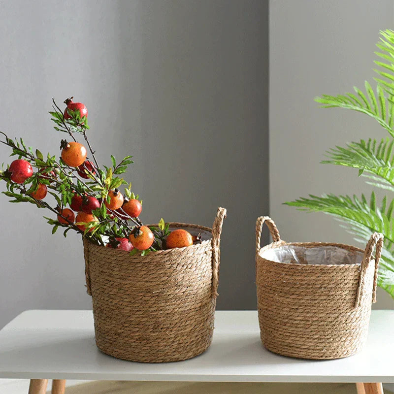 Avtoit | Fibrano Flower Pot Braided | Made of Natural Fibers | Boho & Country Style | 2 Sizes