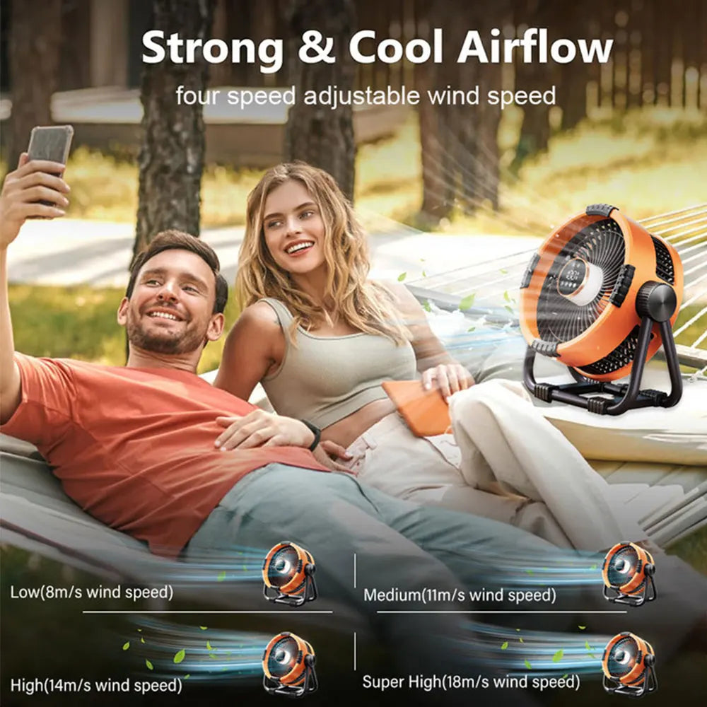 Avtoit | Camping Fan with 20000mAh Battery, LED Light & Remote Control – WindMate