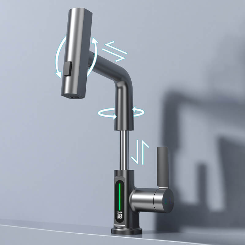 Avtoit | WaterMaster Flexible LED Kitchen & Bathroom Faucet – 360° Swivel, Pull-Out Hose & 5 Spray Modes