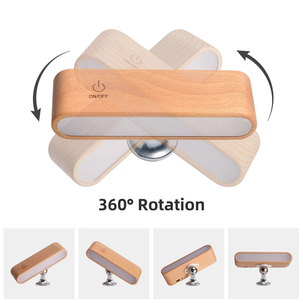 Avtoit | Rotatable Magnetic Wooden Rechargeable LED Night Lamp