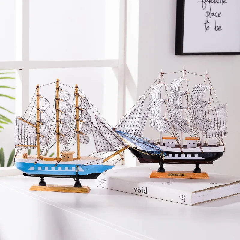 Avtoit | Royaleva Nordic Wood Sailboat Sculpture - LED illuminated decorative piece, battery-operated