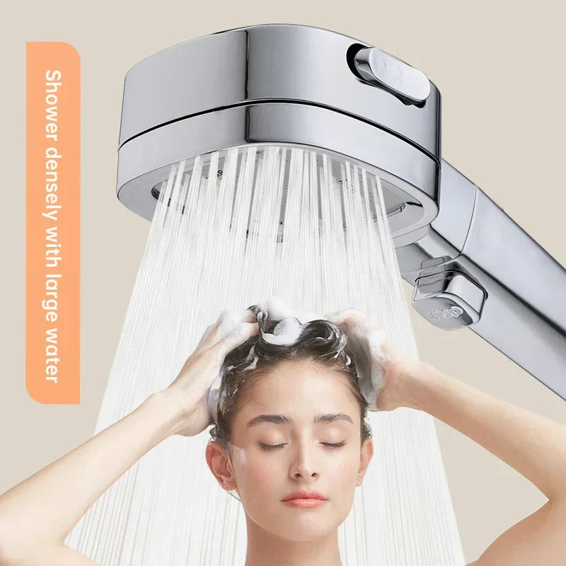 Avtoit | Jetiva Shower Head | 3 Spray Types | Pressure Boosting & Water Saving | Silver Design
