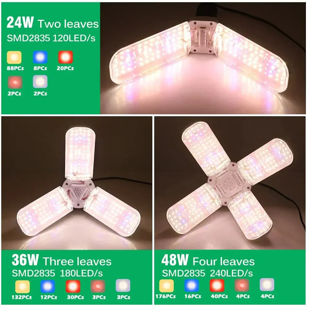Avtoit | Floriva Plant Lamp | Foldable Wing Design | Full Spectrum LED | 24W 36W 48W | E27 Socket